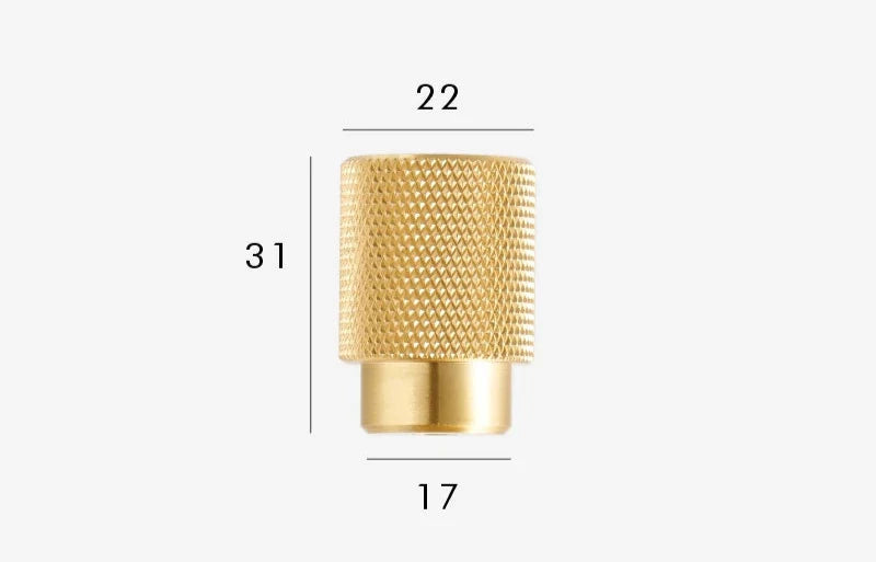 Bouton de meuble en laiton brillant sur fond blanc