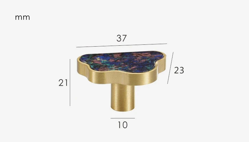 Bouton de meuble en forme de nuage coloré en laiton
