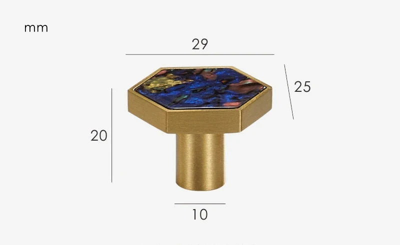 Poignée hexagonale en laiton, design blanc et rose