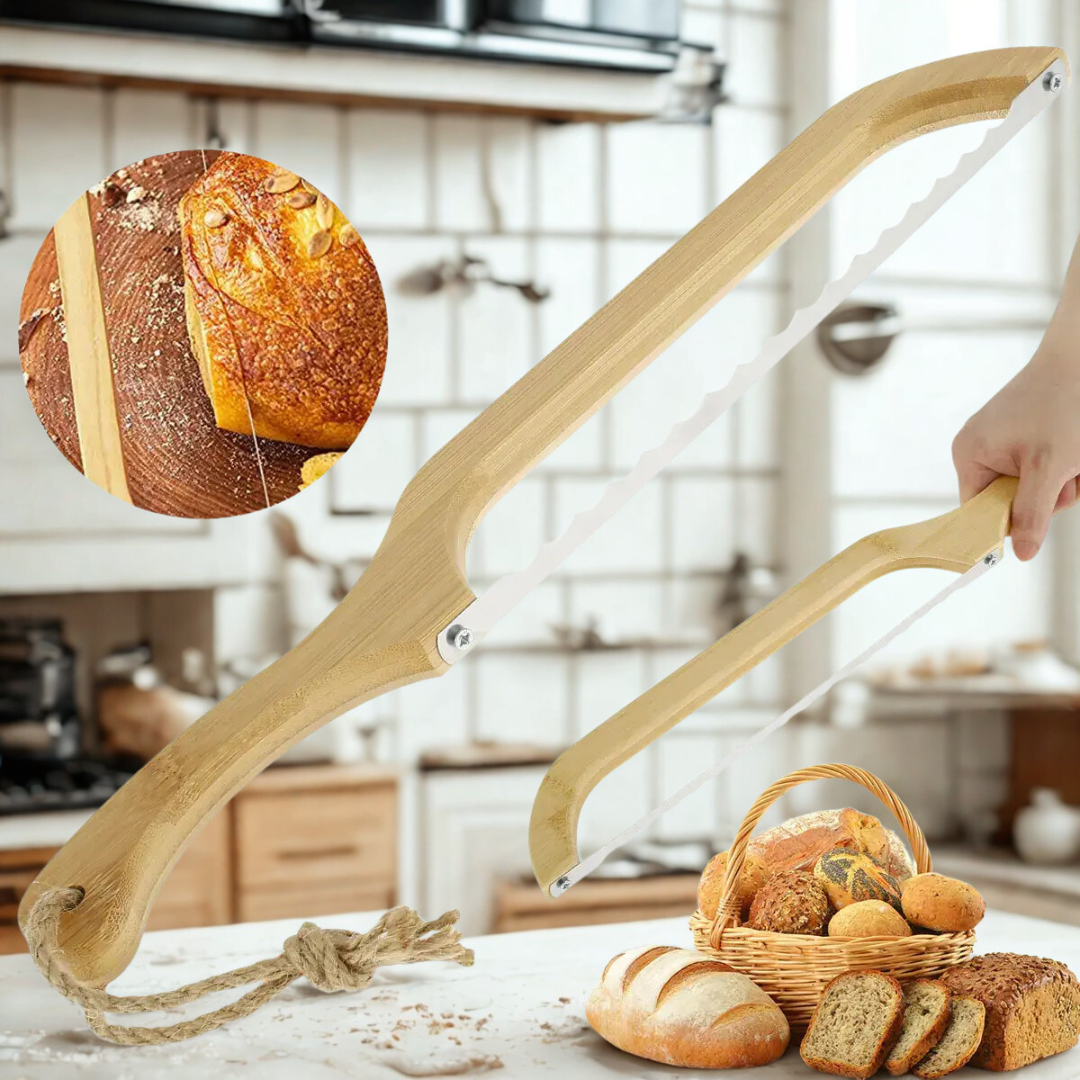 Couteau à pain avec manche ergonomique en bois
