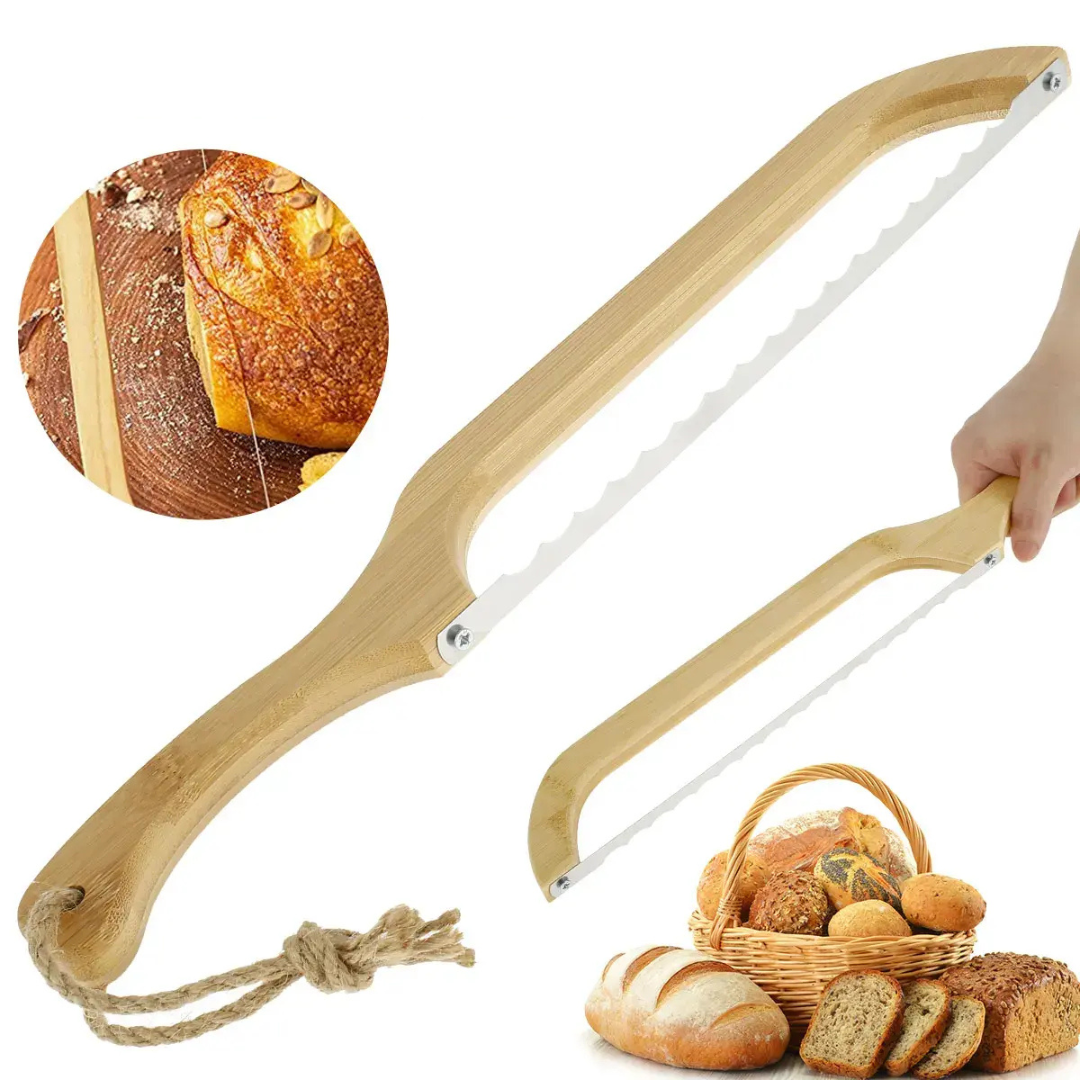 Couteau à pain avec poignée en bois vue de côté