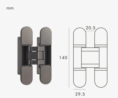 Charnière 3D gris anthracite, finition moderne pour porte