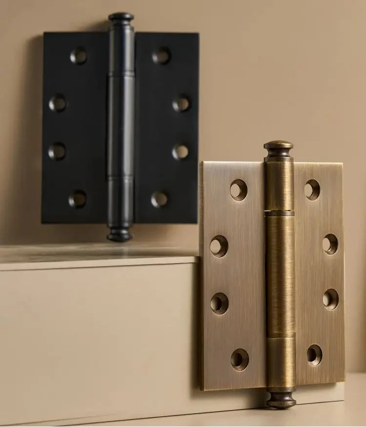 Charnière noire en laiton pour meuble, vue de côté