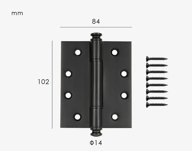 Gros plan sur la charnière noire, détail de la finition