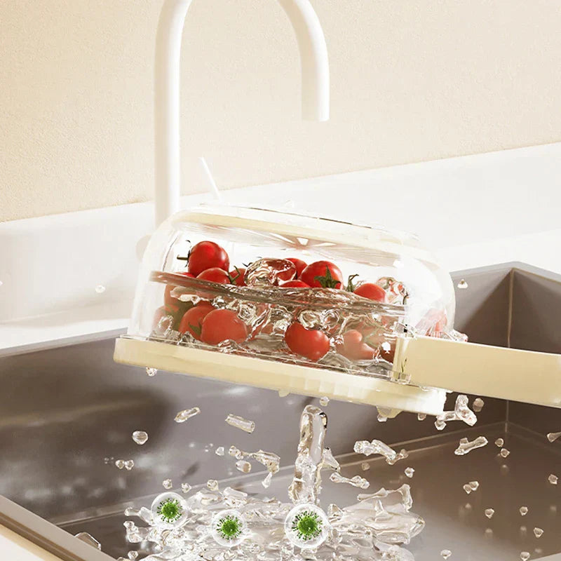 Passoire en plastique avec poignée pliable pour fruits