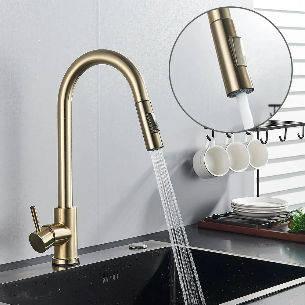 Robinet de cuisine avec poignée unique et spray extensible
