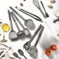 Ensemble d'ustensiles de cuisine en silicone avec poignées en acier