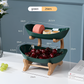 Plateau en bois avec fruits, design épuré