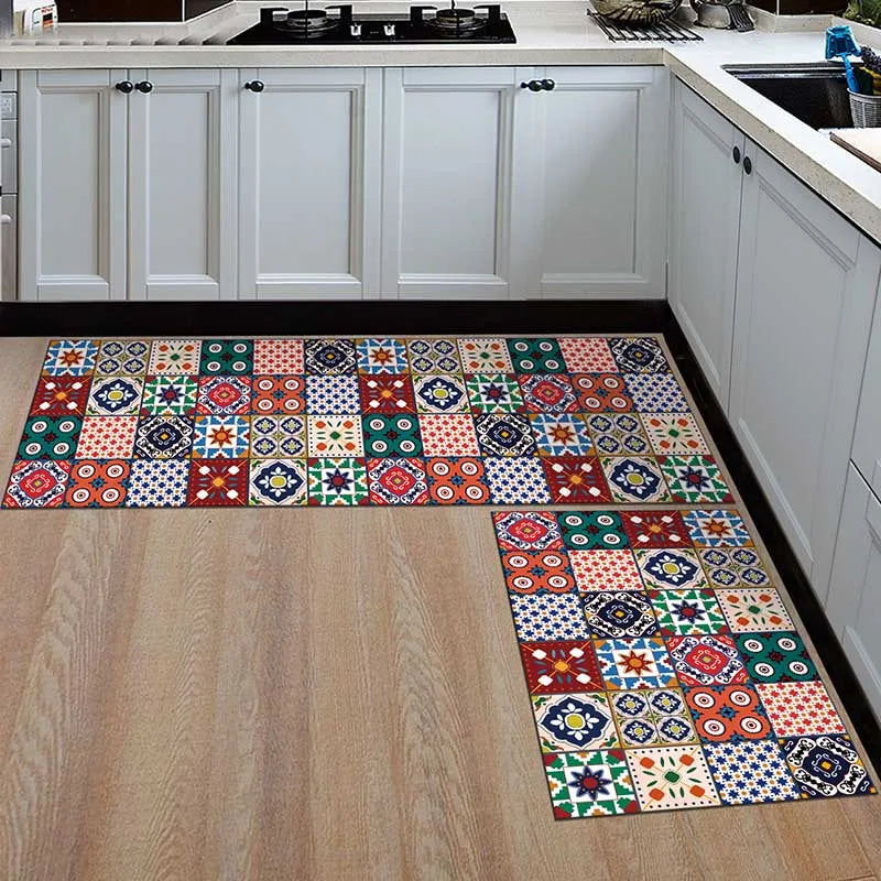 Motif géométrique sur tapis, ajoutant une touche moderne