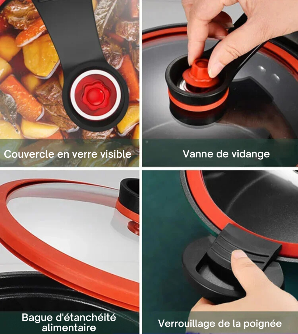 Poêle en fer avec intérieur noir et extérieur coloré