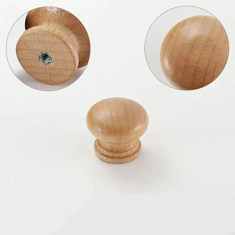 Poignée de meuble en bois naturel vue de face