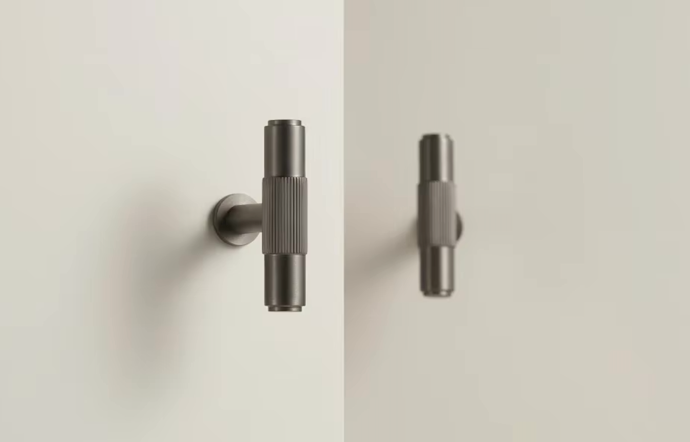 Poignée de meuble en laiton gris anthracite vue de face