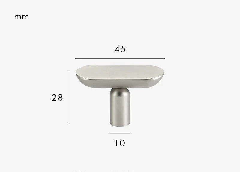 Vue latérale de la poignée de meuble gris inox