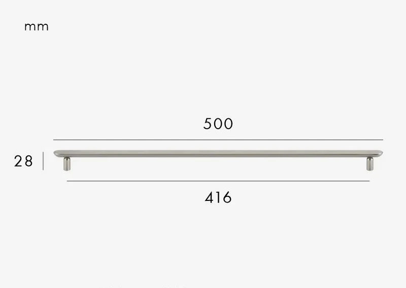 Vue rapprochée de la poignée de meuble gris inox