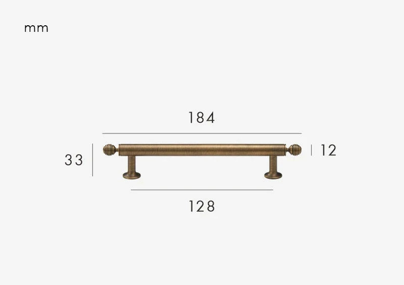 Poignée de meuble en bronze antique, vue de dessus