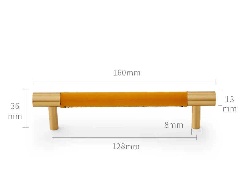 Poignée élégante en cuir orange pour armoires
