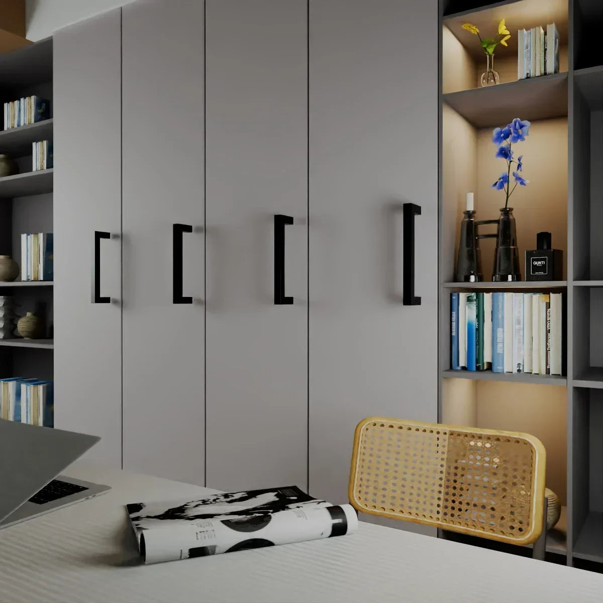 Gros plan sur la texture de la poignée noire