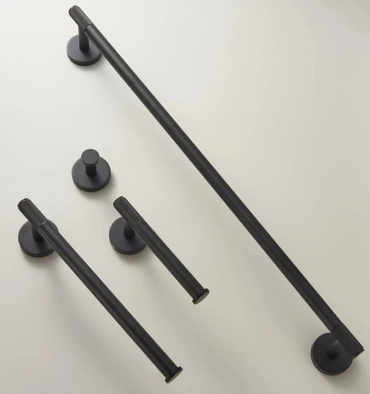 Porte-serviettes en laiton noir mat monté sur mur blanc