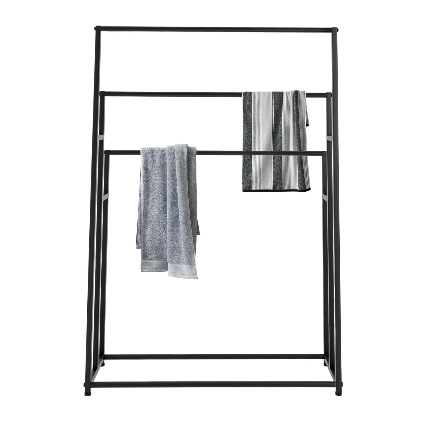 Porte-serviettes noir avec étagères en aluminium robuste
