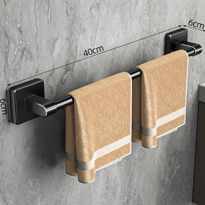 Vue latérale du porte-serviettes en aluminium noir titane