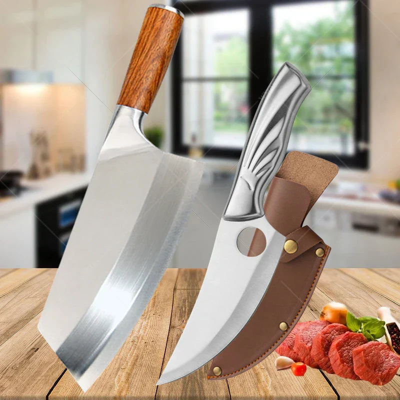 Couteau de chef utilisé pour trancher des légumes frais
