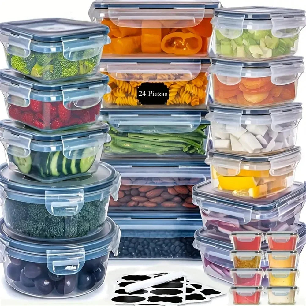 Détail des couvercles hermétiques sur contenants alimentaires