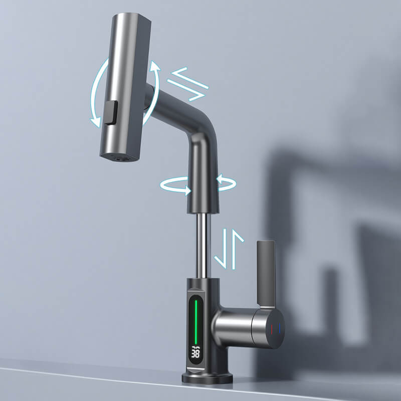 Robinet en laiton avec finition nickel brossé, design moderne