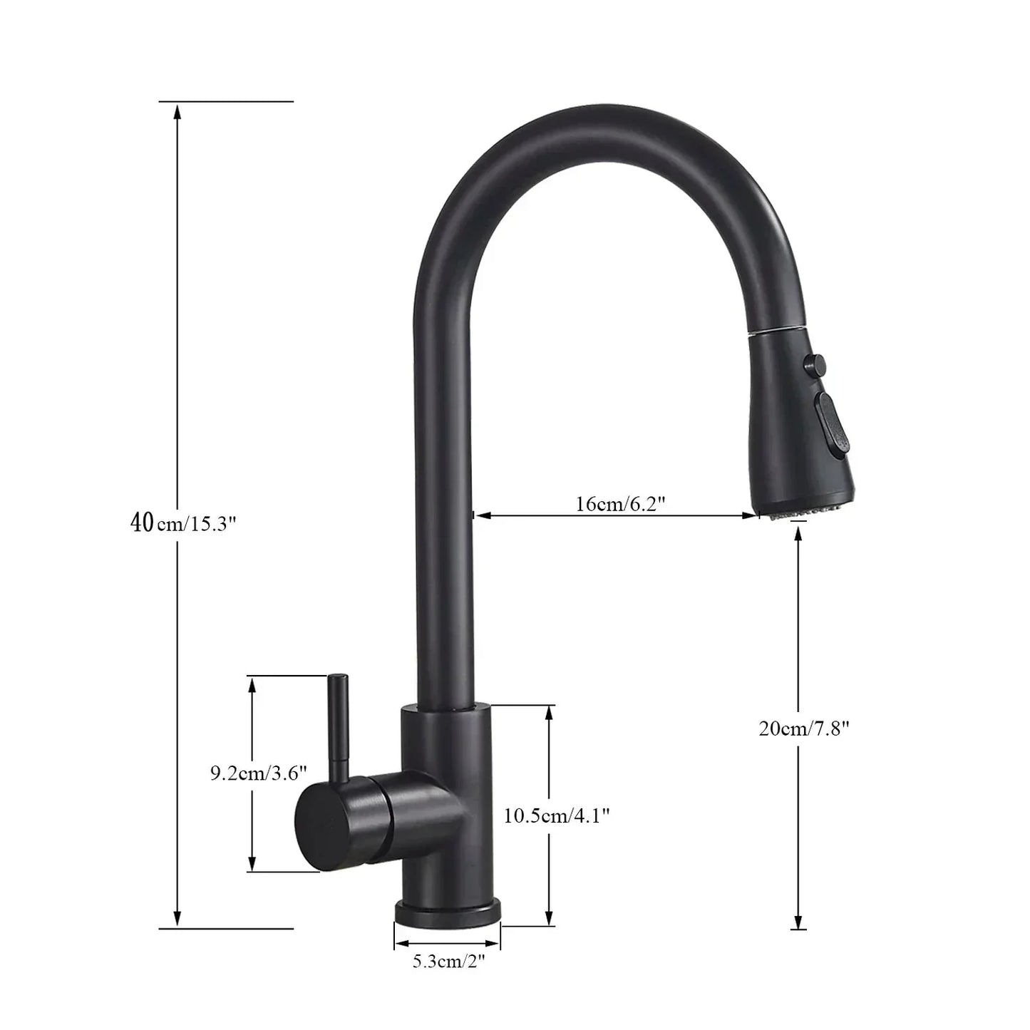 Robinet en acier brossé avec fonction de spray rétractable