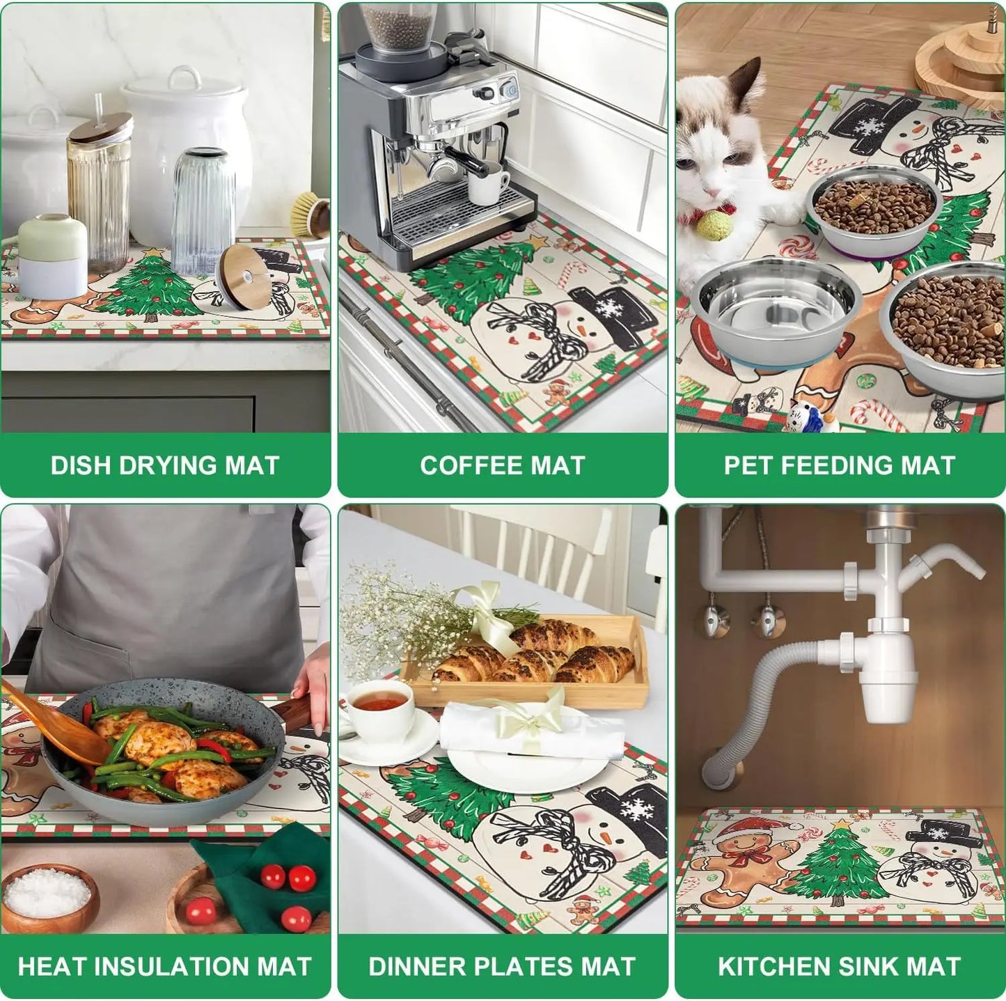 Tapis de cuisine avec motifs festifs, idéal pour table à manger