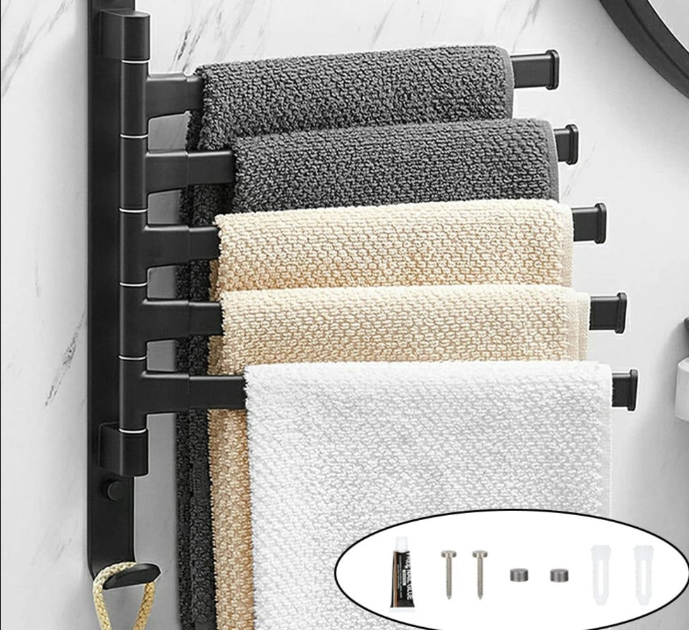 Porte-serviettes pivotant en acier inoxydable fixé au mur