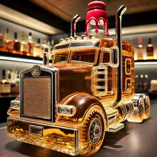 Détail du bouchon et du verre de la bouteille décorative