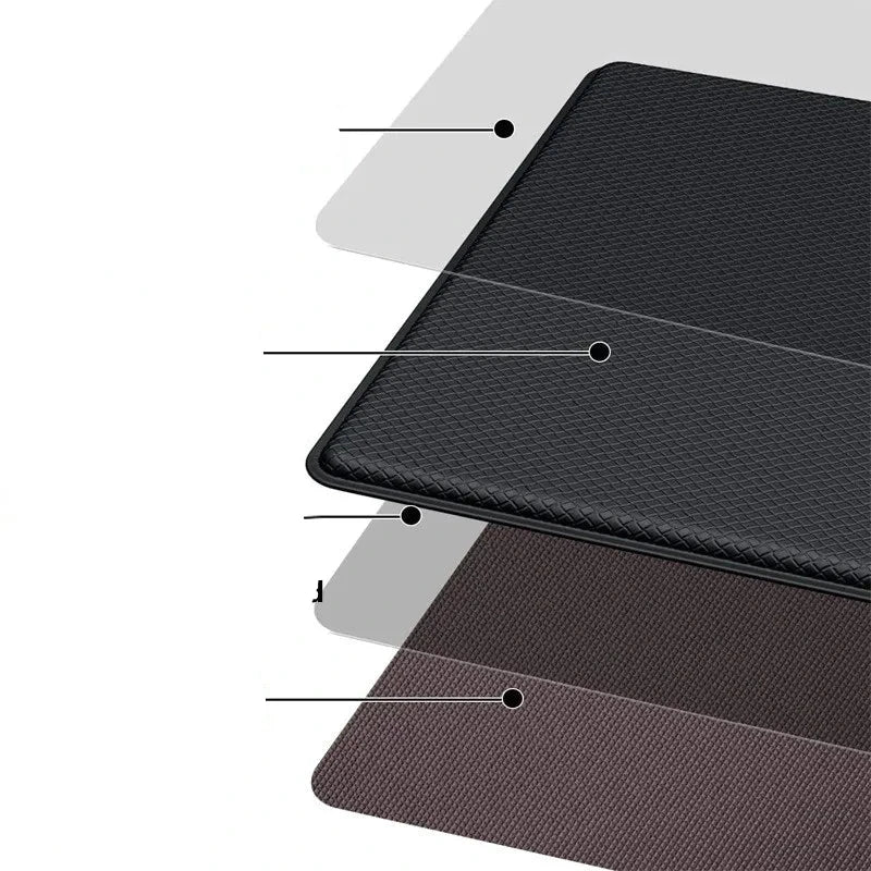 Tapis antifatigue rouge sur carrelage de cuisine moderne