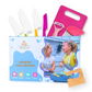 Ustensiles de cuisine pour enfants en plastique vert et rose