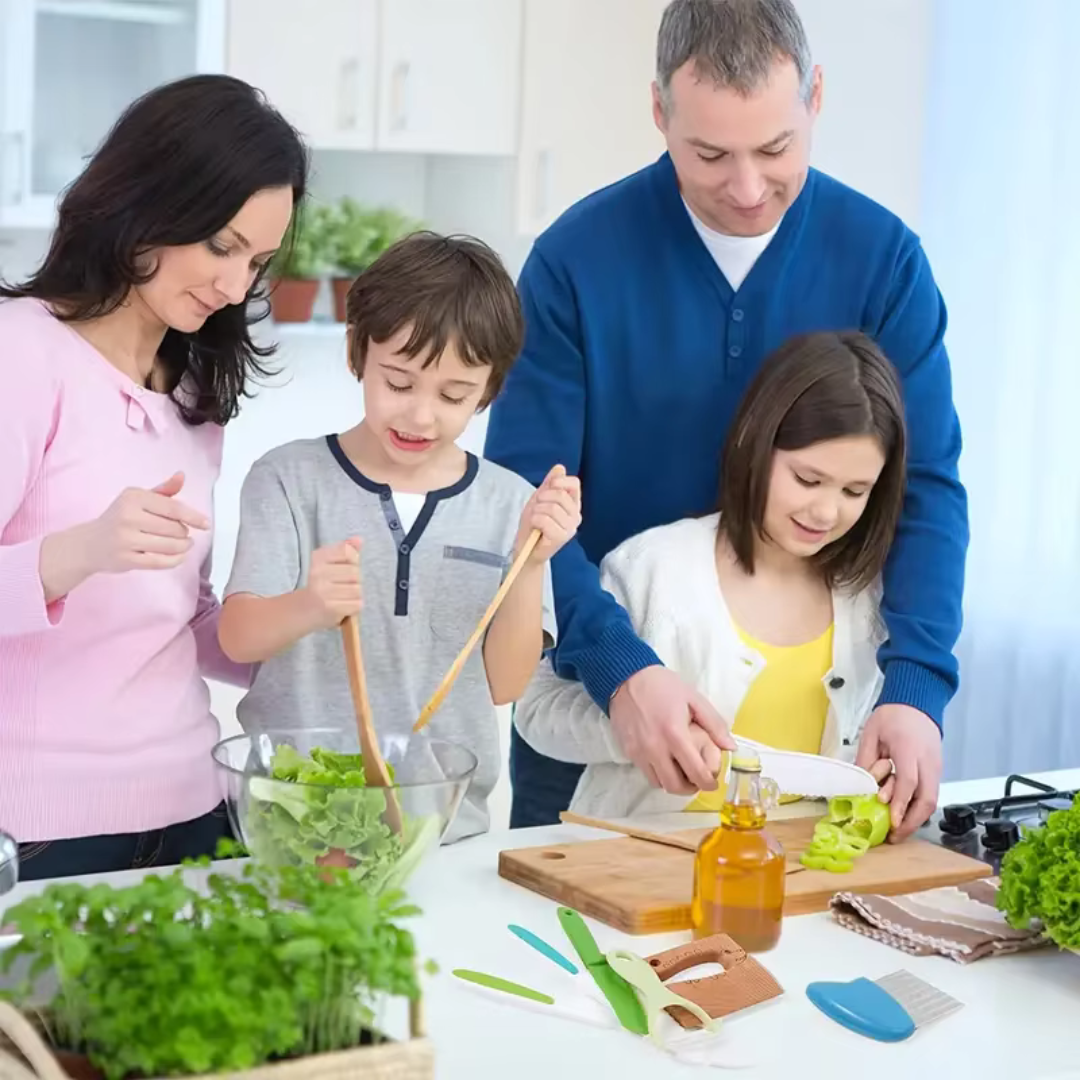 Ensemble d'ustensiles de cuisine pour enfants avec poignées colorées