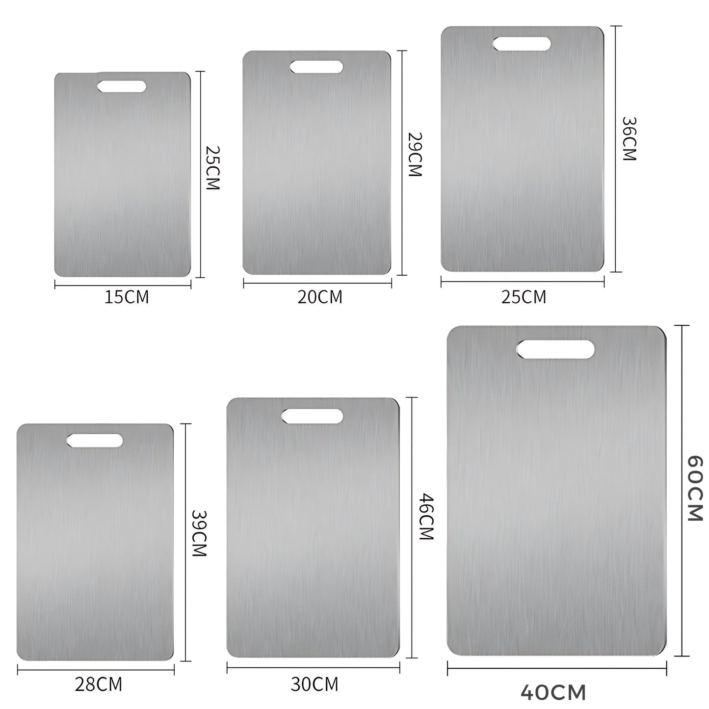 Dimensions de la planche inox, illustration technique