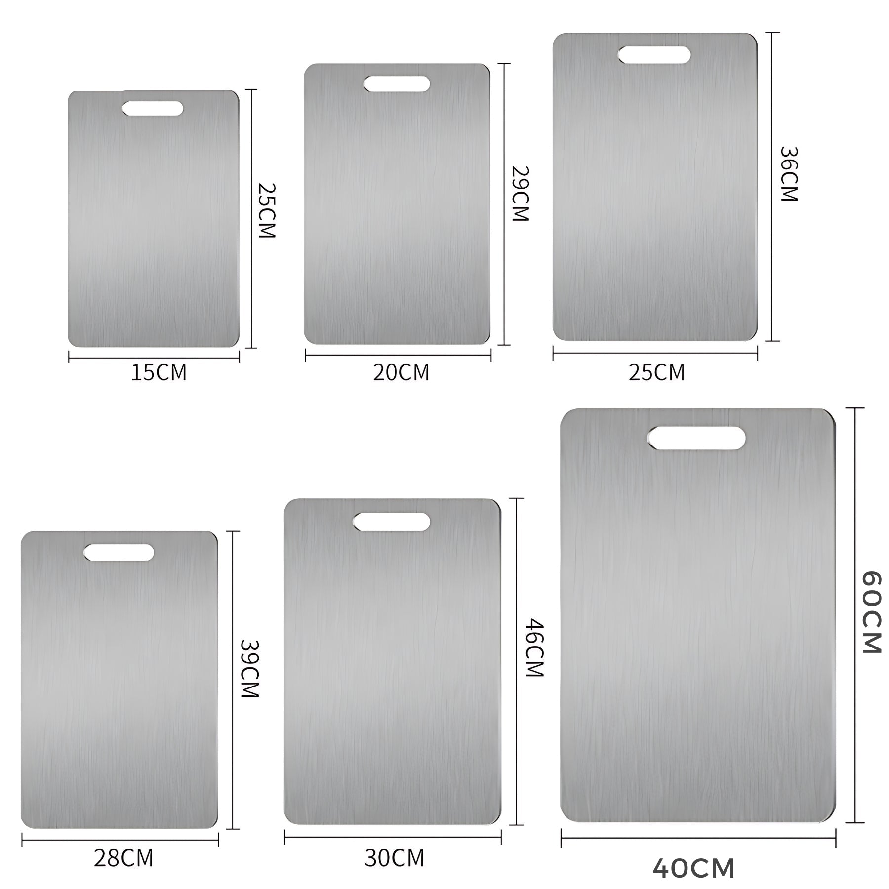 Dimensions de la planche inox, illustration technique
