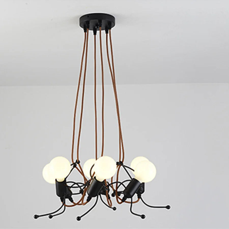 Lustre avec abat-jour noir et ampoules LED E27