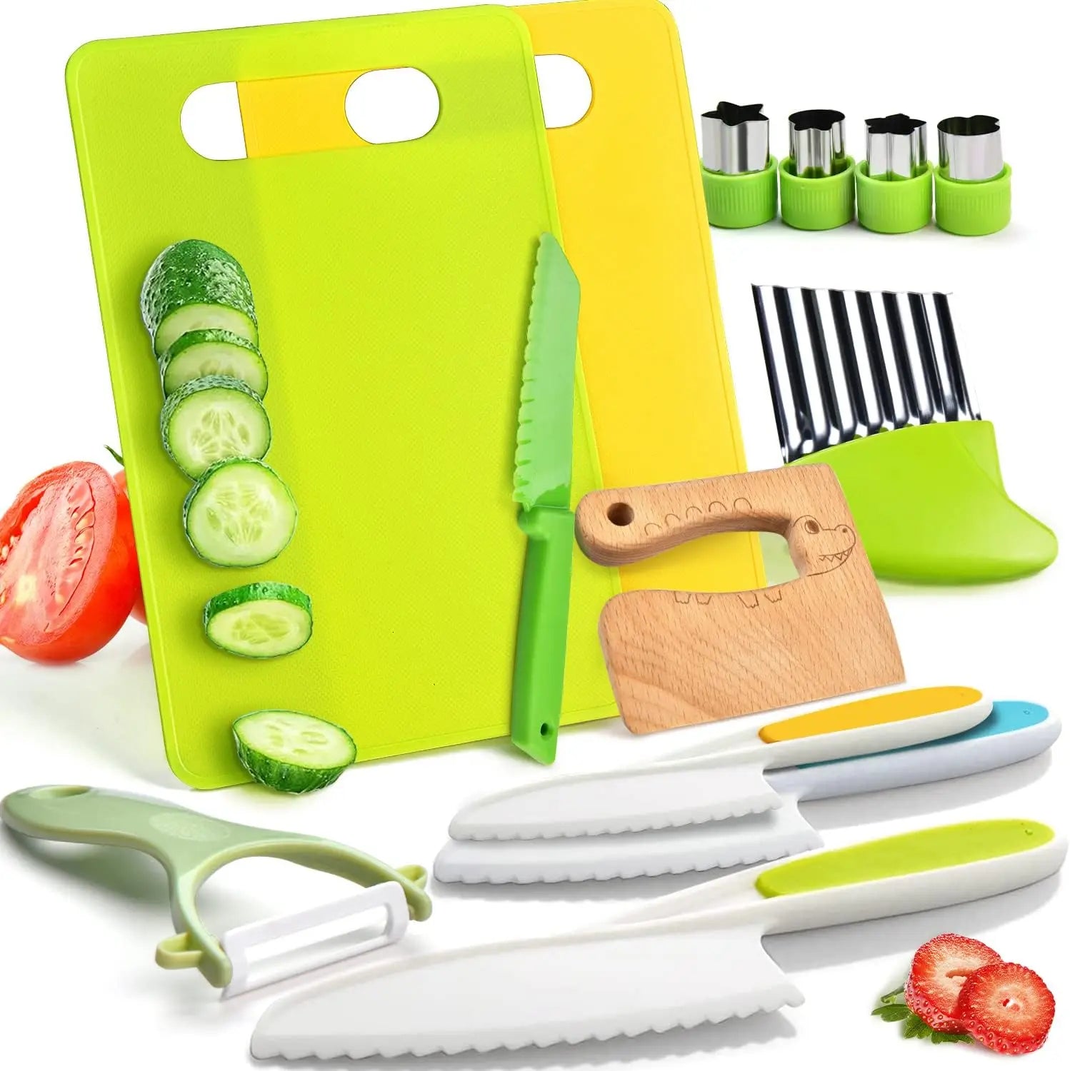 Enfant utilisant un couteau sécurisé pour couper des légumes