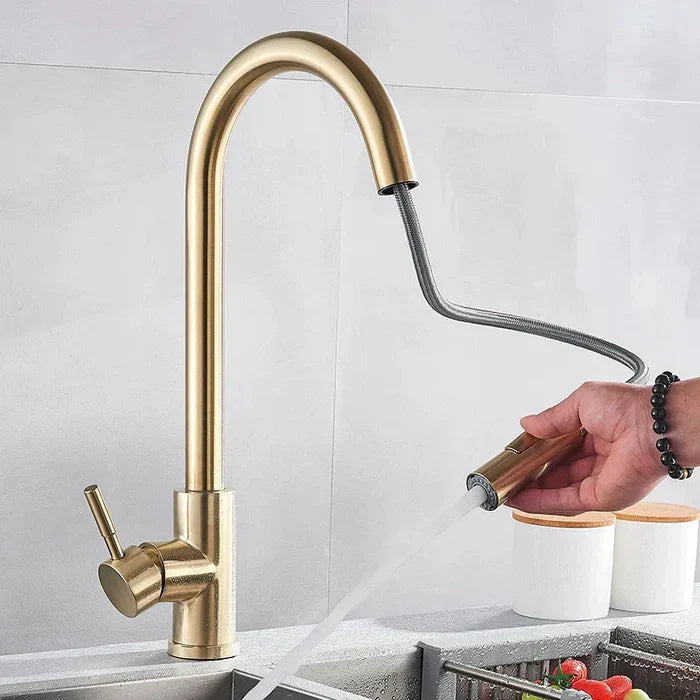 Robinet pivotant en acier inoxydable avec manette réglable