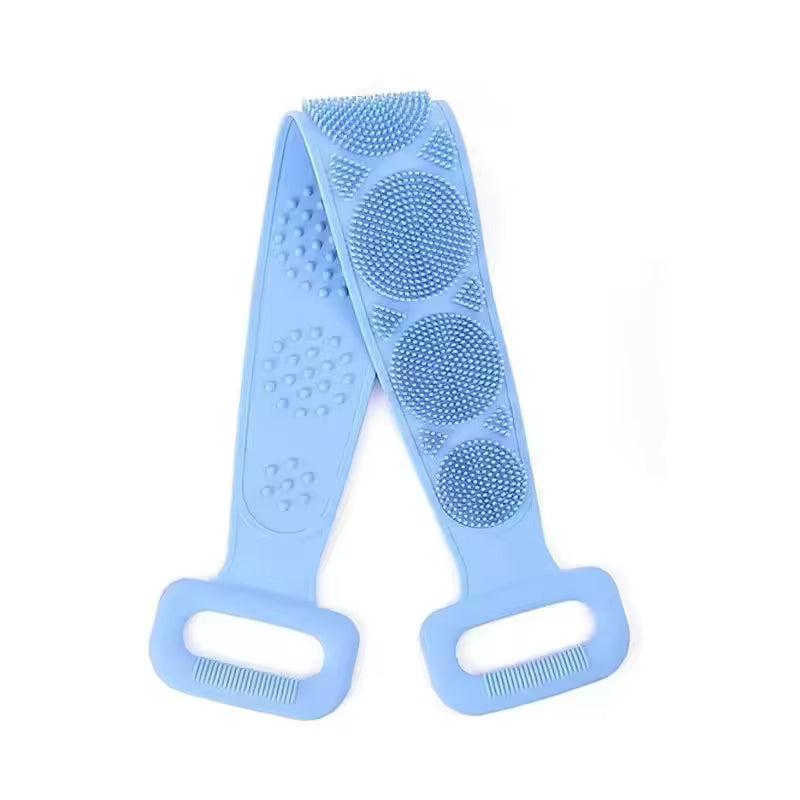 Lave-dos en silicone bleu avec poignées pour massage relaxant