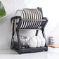 Rangement cuisine double couche avec assiettes et bols