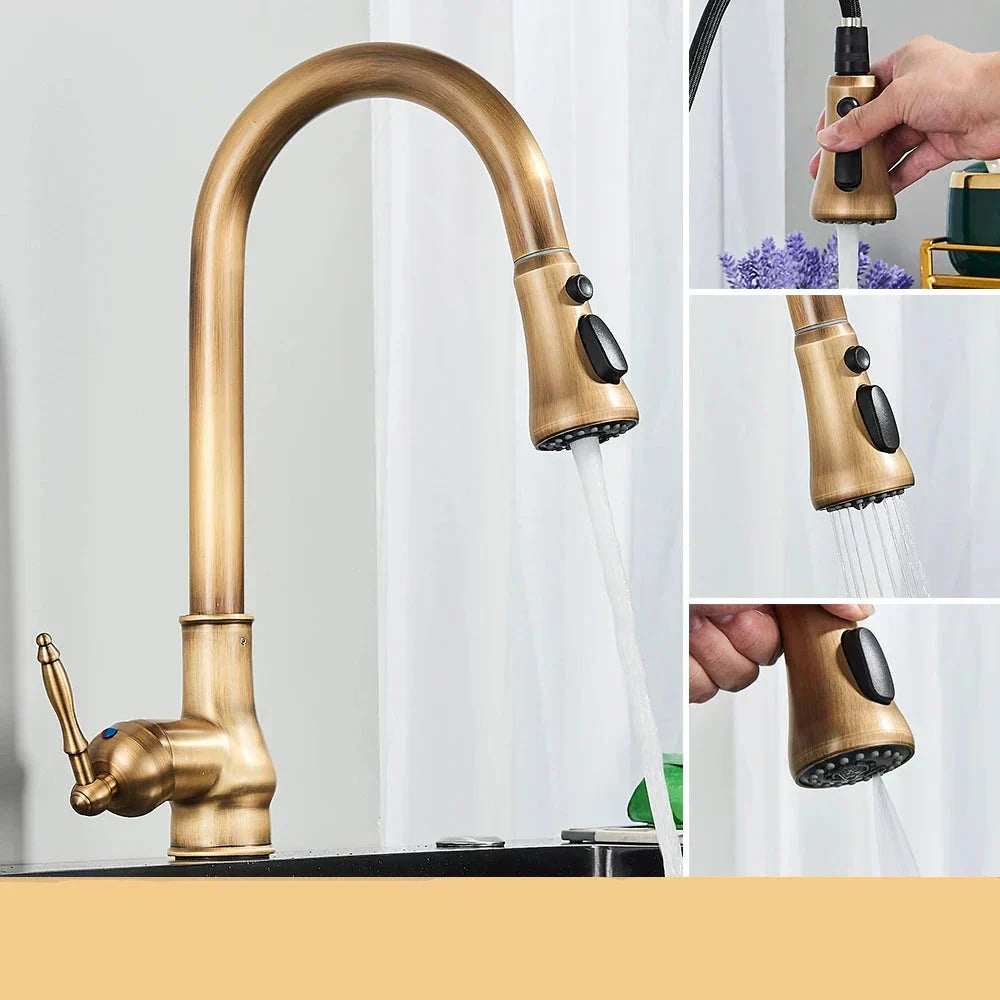 Zoom sur la finition en laiton du robinet