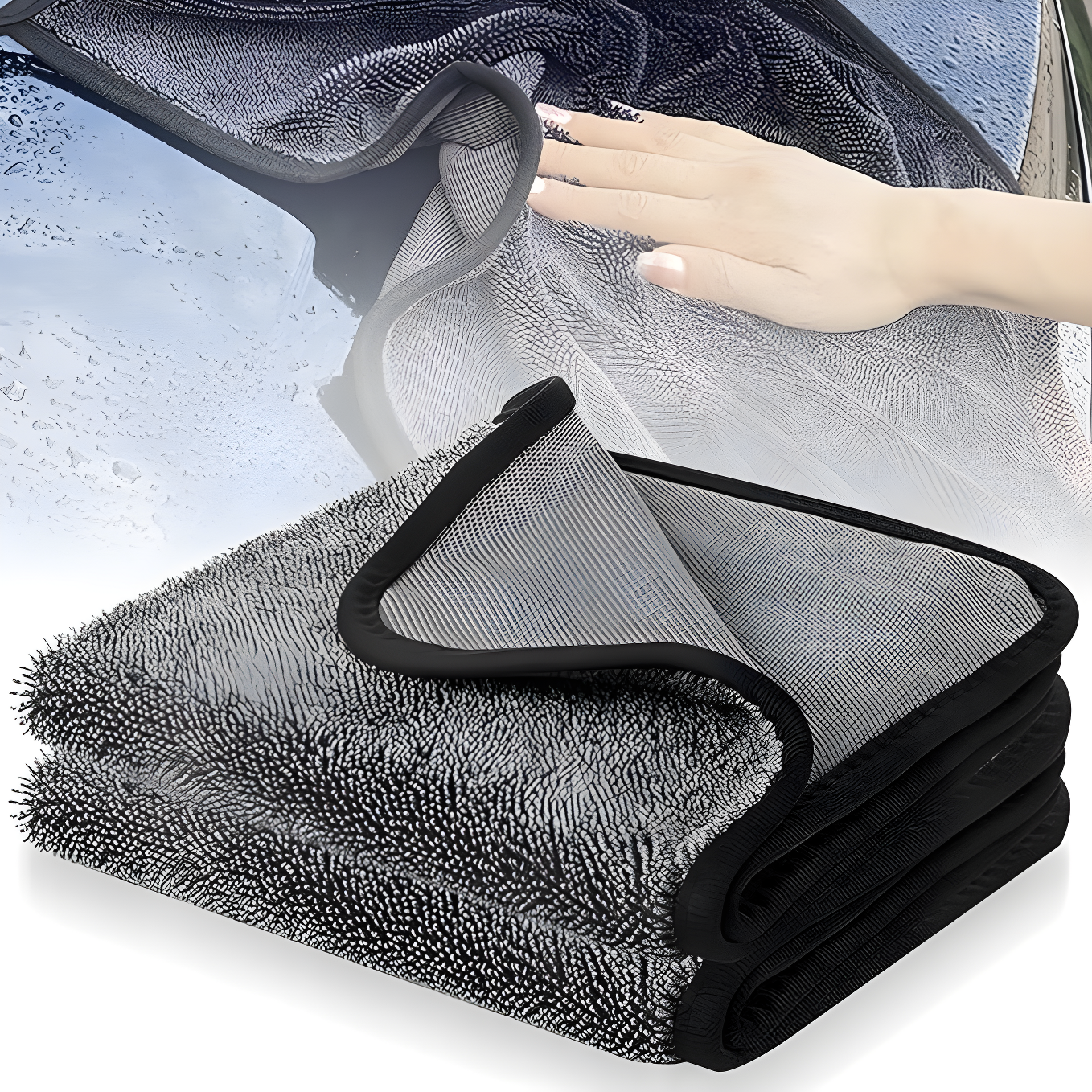 Gros plan sur les fibres ultrafines du chiffon microfibre