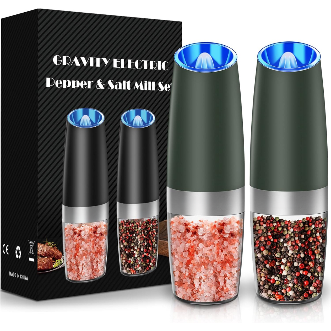 Moulin à sel électrique en fonctionnement, vue de côté