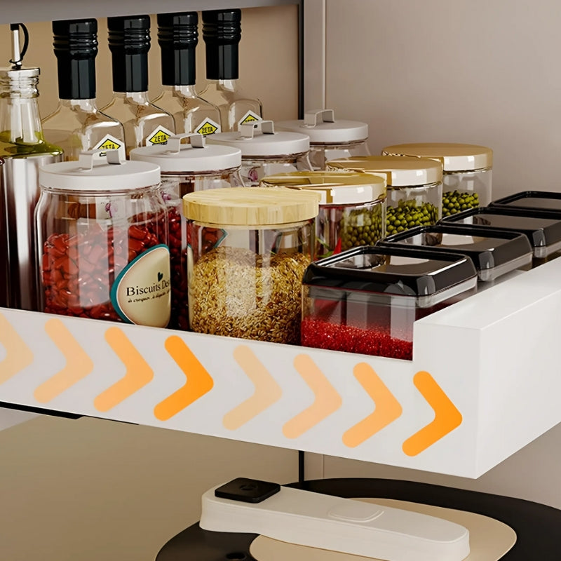 Étagère de cuisine avec tiroir coulissant, vue de côté