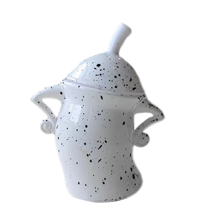 Bocal de rangement en résine blanche élégante