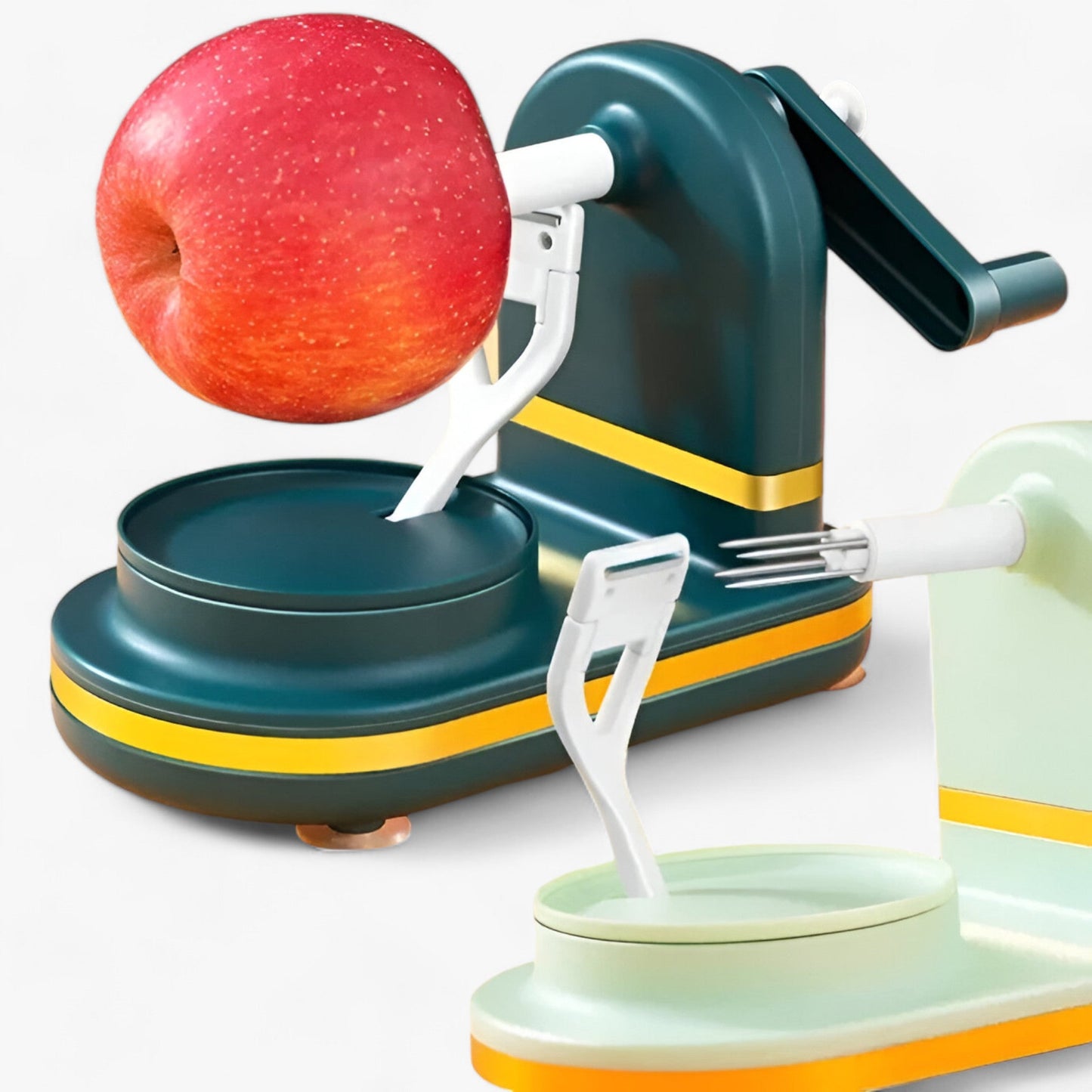 Éplucheur de fruits manuel en plastique robuste, vue de face