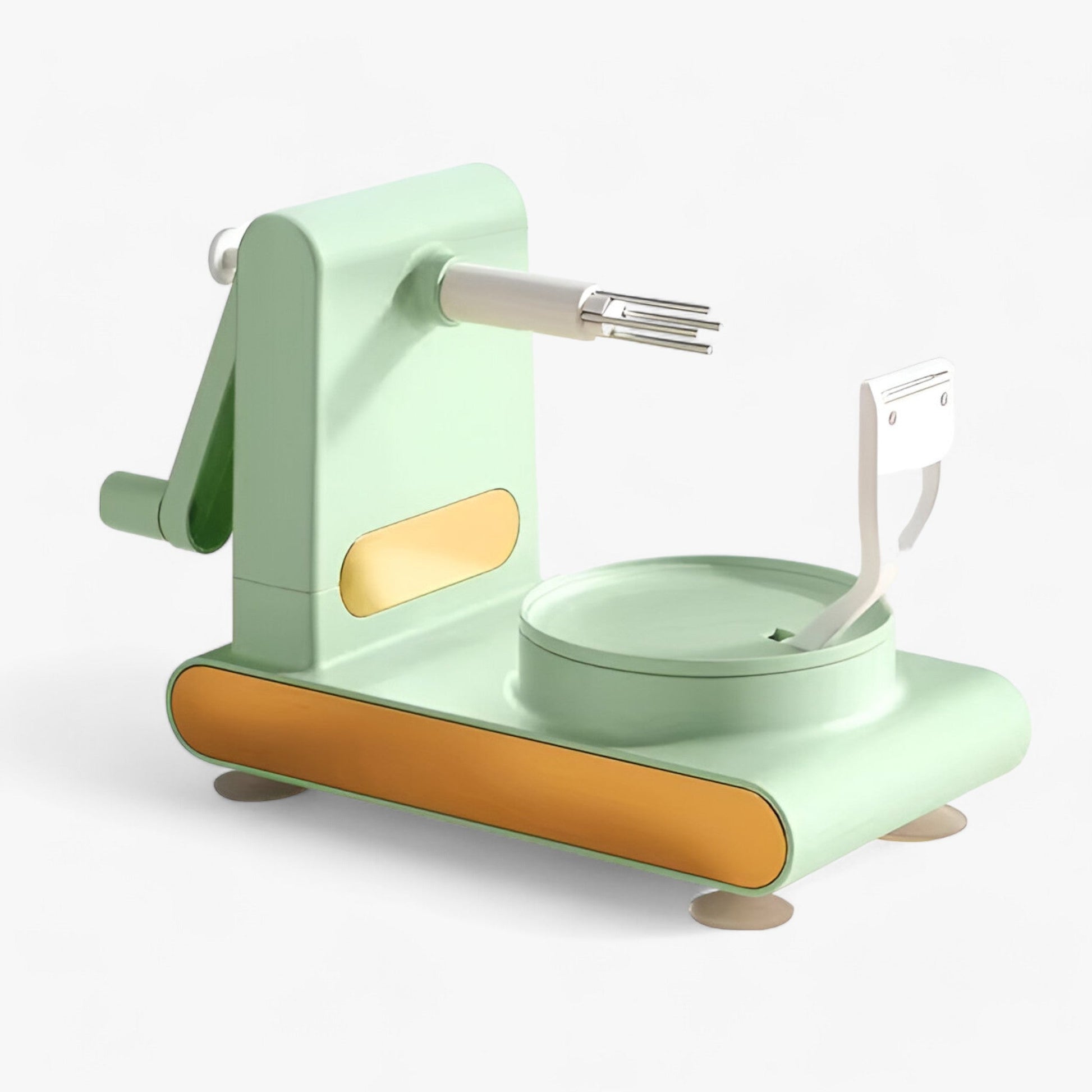 Éplucheur pastel vert, design compact, vue latérale