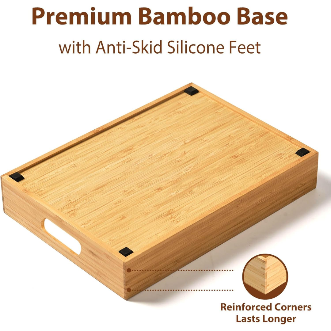 Plateau en bambou avec pieds antidérapants en silicone