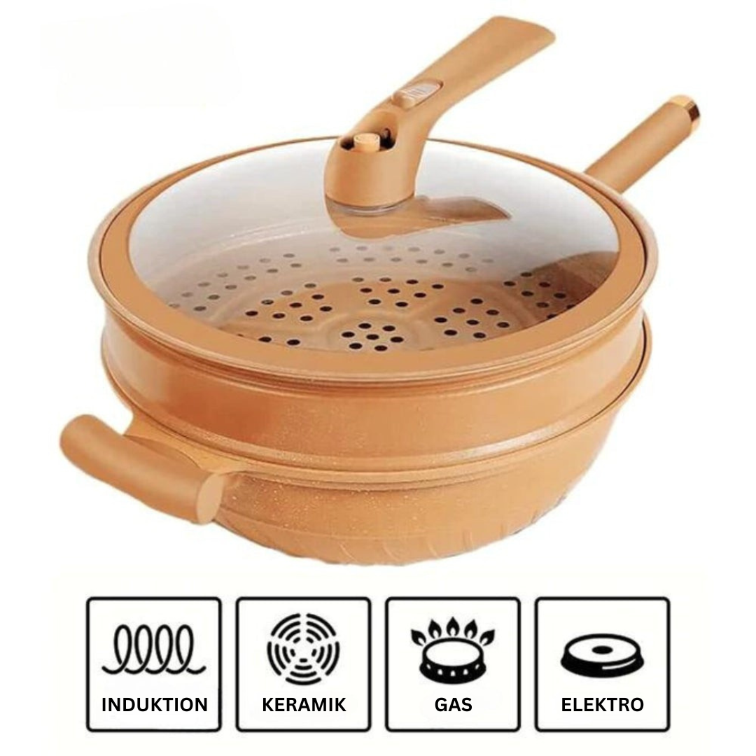 Casserole brune avec couvercle pour induction et gaz